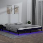vidaXL Sängram LED svart 160x200 cm massivt trä