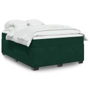 vidaXL Ramsäng med madrass mörkgrön 140x200 cm sammet