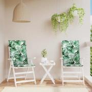 vidaXL Stolsdynor för stolar med hög rygg 2 st bladmönster tyg