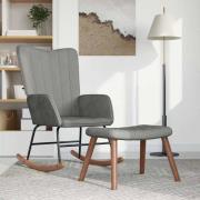 vidaXL Gungstol med fotpall ljusgrå sammet