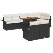 vidaXL Trädgårdsoffset med lagring 9 pcs Svart Poly rattan