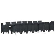 vidaXL Trädgårds matsalsset med Kuddar med kudde 17 pcs Antracit PP