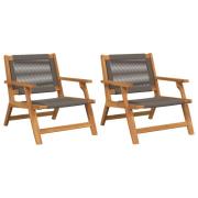 vidaXL Trädgårdsmöbler 2 pcs Grå 78 x 67 x 73 cm Massivt akaciaträ