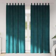 vidaXL Mörkläggningsgardiner 2 pcs Mörkgrön 140 x 245 cm Sammet