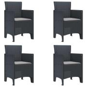 vidaXL Trädgård Stol 4 pcs Antracit 53 x 49 x 85 cm PP