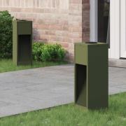 vidaXL Solcell LED-vägbelysning 2 pcs Olivgrön Kallvalsat stål