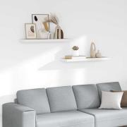 vidaXL Svävande vägghyllor 2 st ek och vit 80x23,5x3,8 cm MDF