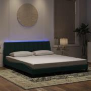 vidaXL Bed Frame with LED without Mattress "Hanko" Dark Green 180x200 ...