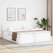 vidaXL Förvaringssäng med madrass Ren Vit 160 x 200 cm Konstläder