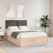 vidaXL Sängram med Klädd Huvudgavel Taupe 120 x 200 cm Massiv furu
