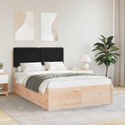 vidaXL Sängram med Klädd Huvudgavel Svart 120 x 190 cm Massiv furu