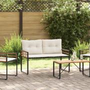 vidaXL Trälagerssoffa med kudde Enfärgad Kräm 114 x 55 x 77 cm