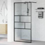 vidaXL Walk-in Duschvägg Svart 100 x 195 x 0,5 cm Glas och Aluminium