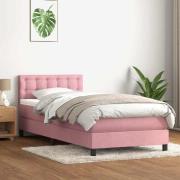 vidaXL Ramsäng med madrass rosa 90x210 cm sammet