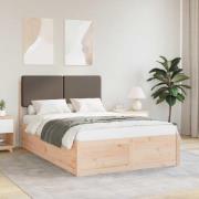 vidaXL Sängram med Klädd Huvudgavel Taupe 120 x 200 cm Massiv furu