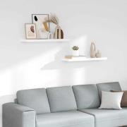 vidaXL Svävande vägghyllor 2 st vit högglans 80x23,5x3,8 cm MDF