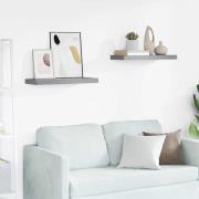 vidaXL Svävande vägghyllor 2 st grå 60x23,5x3,8 cm MDF