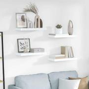 vidaXL Svävande vägghyllor 4 st vit högglans 50x23x3,8 cm MDF