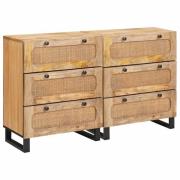 vidaXL Sideboard 2 pcs Brun 60 x 33 x 75 cm Massivt mangoträ