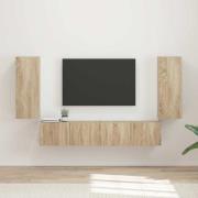 vidaXL TV väggskåp set Väggmonterad 4 pcs Sonoma-ek Konstruerat trä