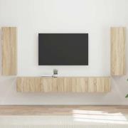 vidaXL TV väggskåp set Väggmonterad 4 pcs Sonoma-ek Konstruerat trä