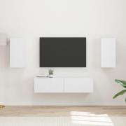 vidaXL TV-bänkset 4 pcs Vit Konstruerat trä