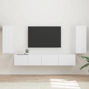 vidaXL TV-bänkset 4 pcs Vit Konstruerat trä