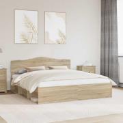 vidaXL Sängram med huvudgavel Sonoma 180 x 200 cm Massiv furu