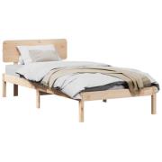 vidaXL Sängram med huvudgavel Naturfärg 80 x 200 cm Massiv furu