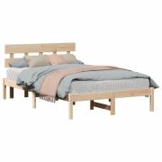 vidaXL Sängram med huvudgavel Brun 120 x 200 cm Massivt tallträ