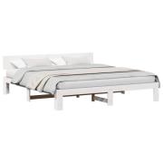 vidaXL Sängram med huvudgavel Vit 180 x 200 cm Massiv furu