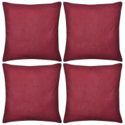4 Kuddöverdrag i bomull vinröda 40 x 40 cm