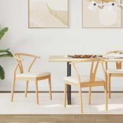 vidaXL Matstol 2 pcs Naturlig och ljus Massiv Gummiträ