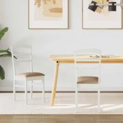 vidaXL Matstol 2 pcs Vit och brun Massiv Gummiträ