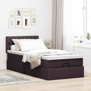 vidaXL Ottoman sängram med madrass mörkbrun 80x200 cm tyg