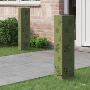 vidaXL Solar LED Stig Ljus 2 pcs Olivgrön Kallvalsat stål