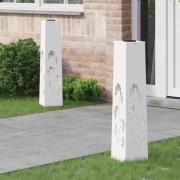 vidaXL Solar LED Stig Ljus 2 pcs Vit Kallvalsat stål