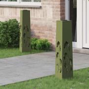 vidaXL Solar LED Stig Ljus 2 pcs Olivgrön Kallvalsat stål