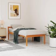 vidaXL Sängram vaxad brun 90x190 cm massiv furu