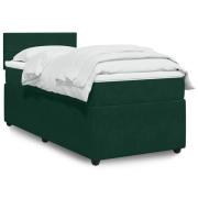 vidaXL Ramsäng med madrass mörkgrön 90x190 cm sammet