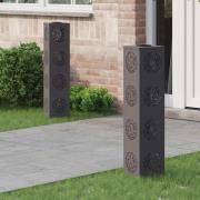 vidaXL Solar LED Stig Ljus 2 pcs Svart Kallvalsat stål