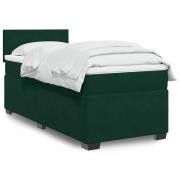 vidaXL Ramsäng med madrass mörkgrön 90x190 cm sammet