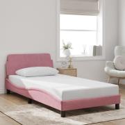 vidaXL Bed Frame with Headboard "Dover" Pink 100x200 cm Velvet