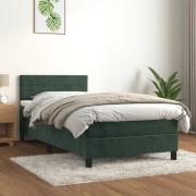 vidaXL Ramsäng med madrass mörkgrön 90x190 cm sammet