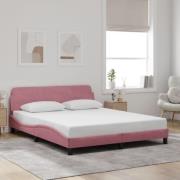 vidaXL Bed Frame with Headboard "Dover" Pink 160x200 cm Velvet
