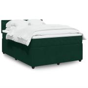 vidaXL Ramsäng med madrass mörkgrön 140x190 cm sammet