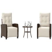 vidaXL Bistrogrupp med dynor 3 delar brun konstrotting