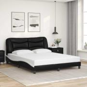 vidaXL Bed Frame without Mattress "Hvar" Black and White 160x200 cm Fa...