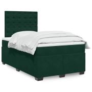vidaXL Ramsäng med madrass mörkgrön 120x200 cm sammet