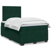 vidaXL Ramsäng med madrass mörkgrön 120x200 cm sammet